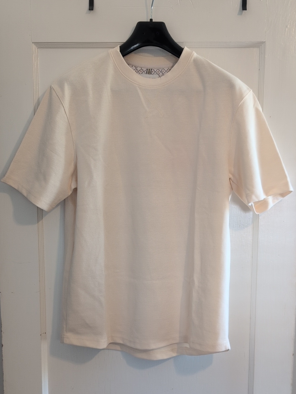 Denim & Flower Textured Crewneck T-Shirt - OYSTER CREAM